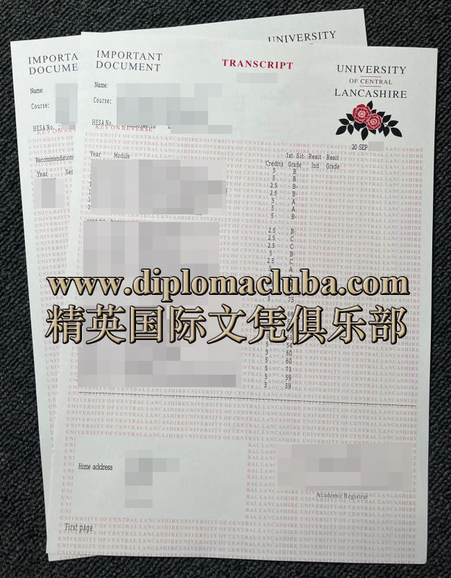 中央兰开夏大学成绩单