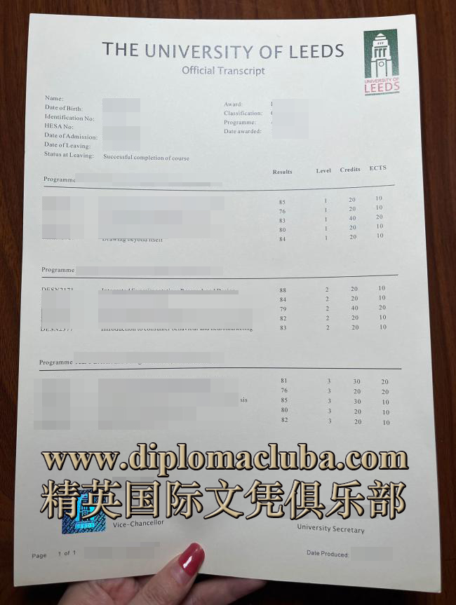 利兹大学成绩单