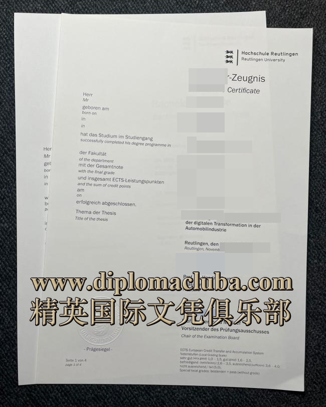 罗伊特林根应用技术大学文凭