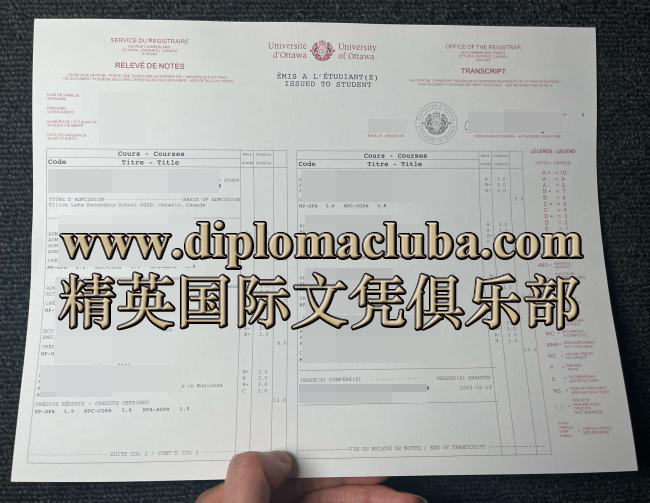 渥太华大学成绩单