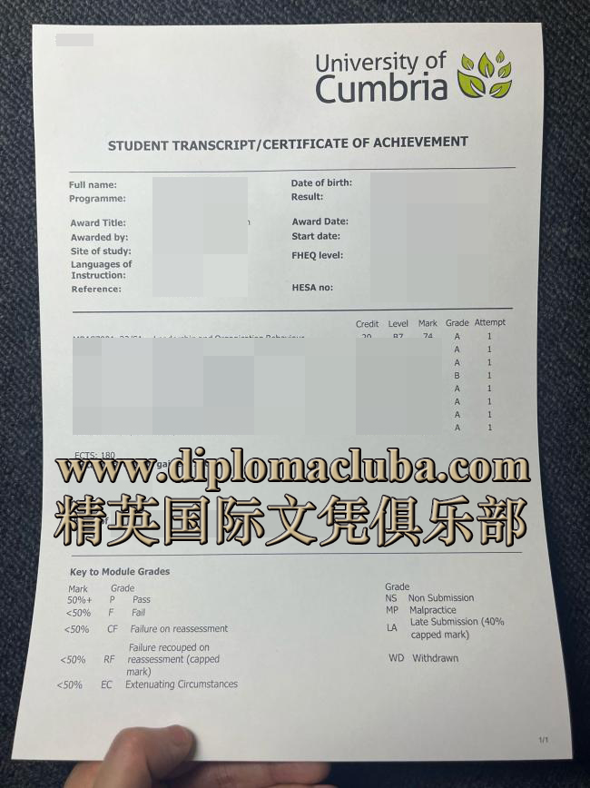 坎布里亚大学成绩单