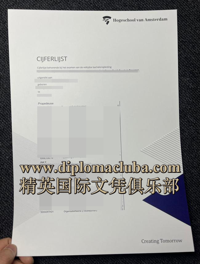 阿姆斯特丹应用科学大学成绩单