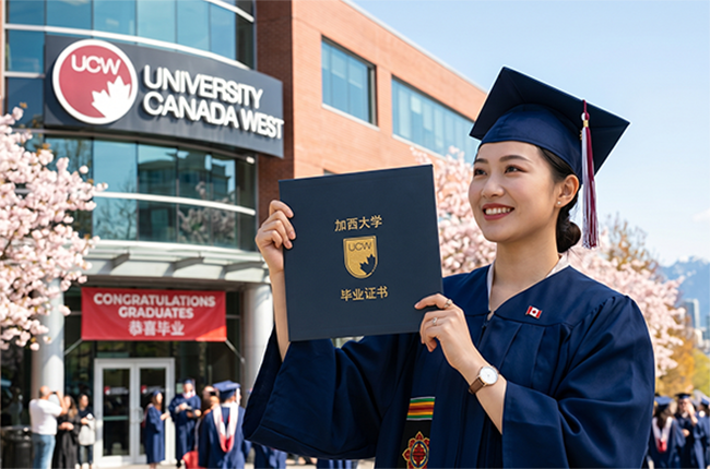 手持加西大学毕业证的自信女学生