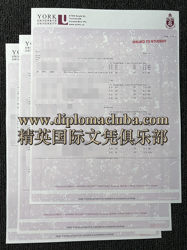 约克大学成绩单